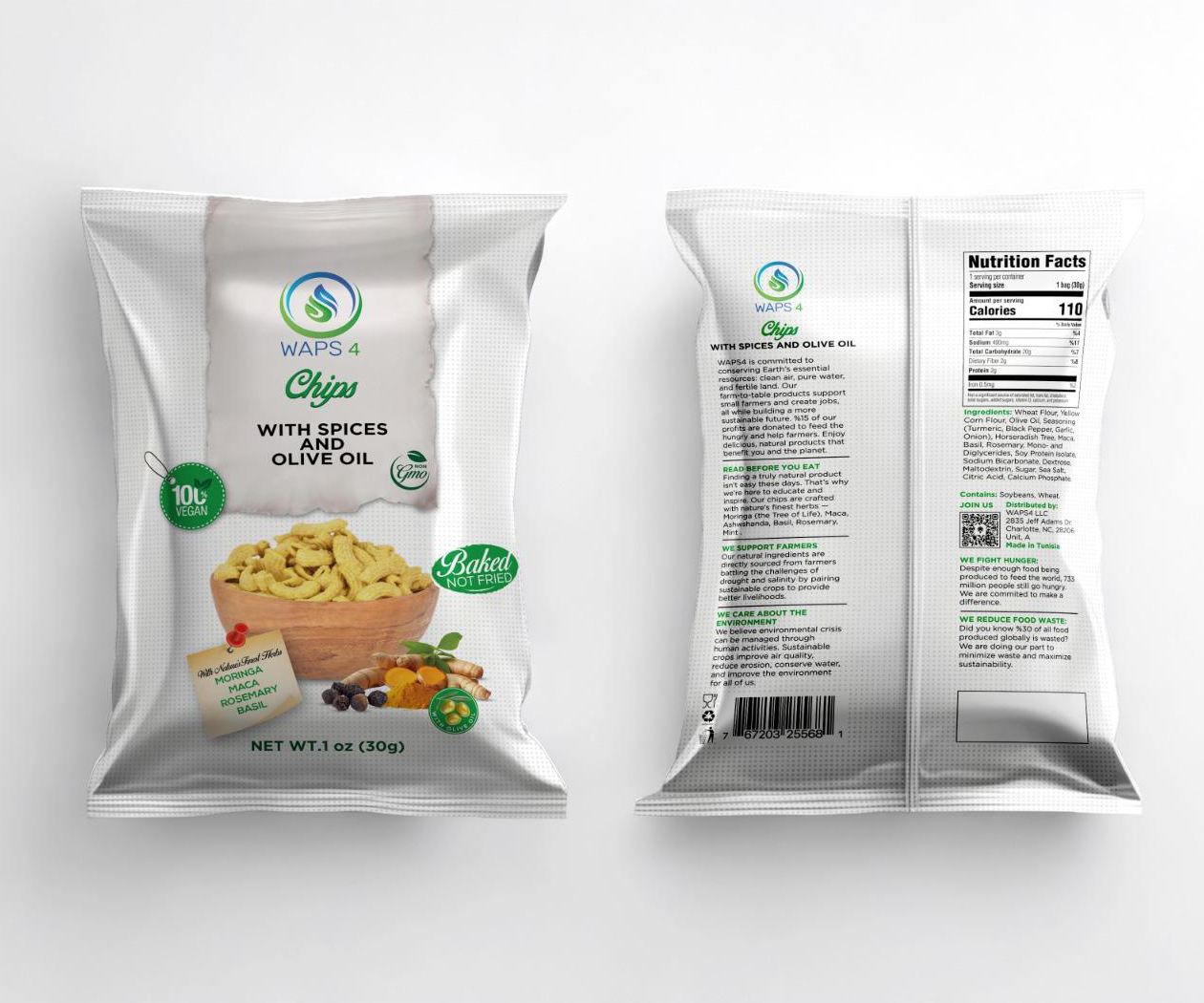Chips with Natural Hurbs Spices, Moringa, Maca, Rosemary, Basil and Olive Oil - Image 2