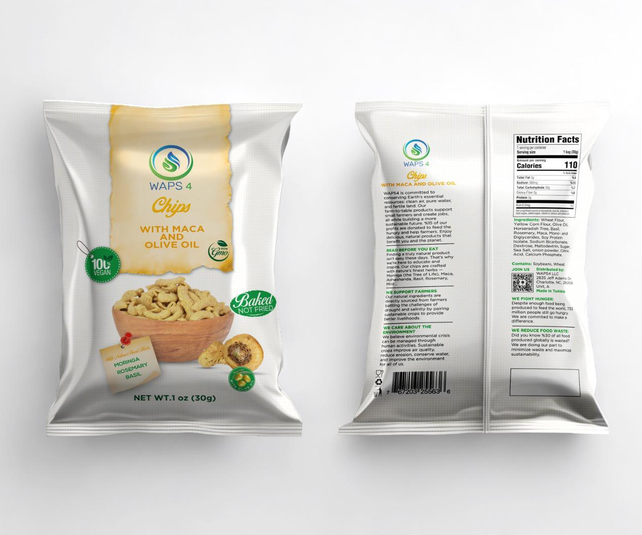 Chips with Natural Hurbs Maca, Moringa, Rosemary, Basil and Olive Oil - Image 2