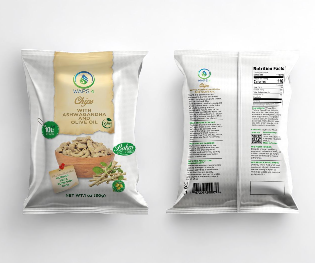 Chips with Natural Hurbs Ashwagandha, Moringa, Maca, Rosemary, Basil and Olive Oil - Image 2