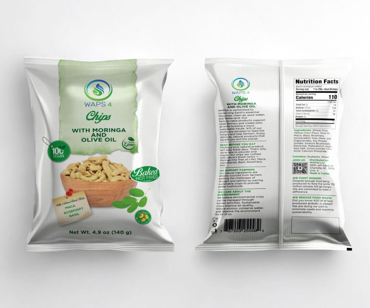Chips with Natural Hurbs Moringa, Maca, Rosemary, Basil and Olive Oil - Image 2