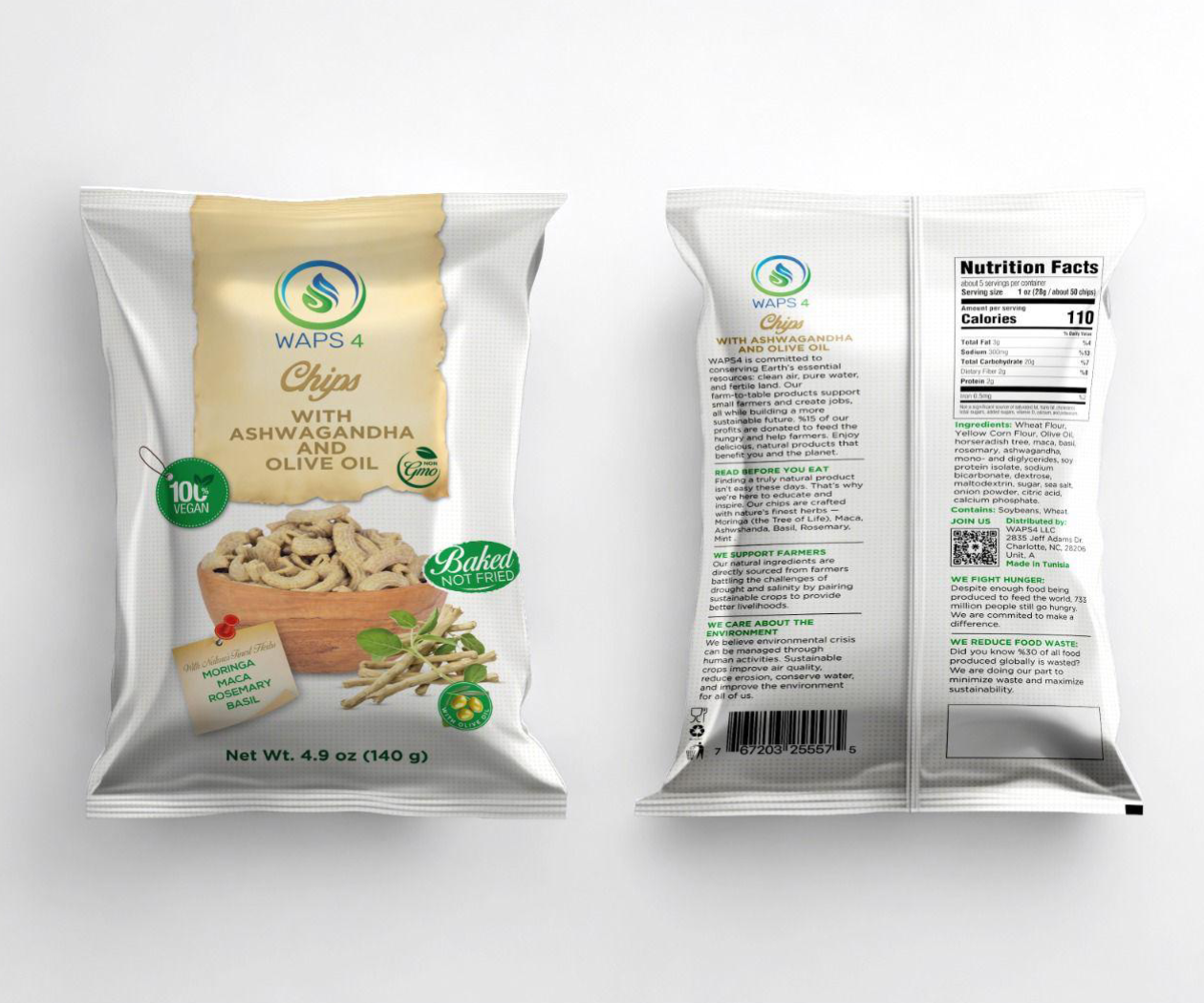 Chips with Natural Hurbs Ashwagandha, Moringa, Maca, Rosemary, Basil and Olive Oil - Image 2